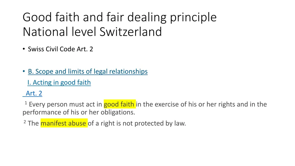 good faith and fair dealing principle national 1