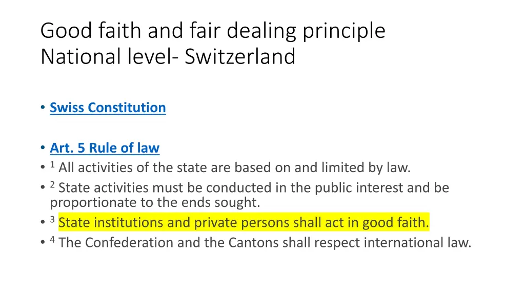 good faith and fair dealing principle national