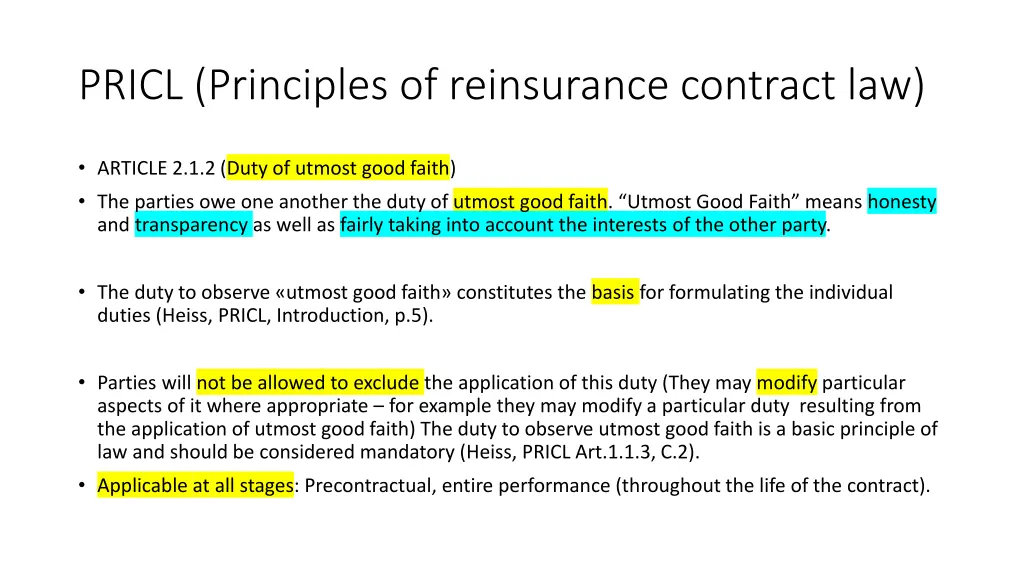pricl principles of reinsurance contract law 2