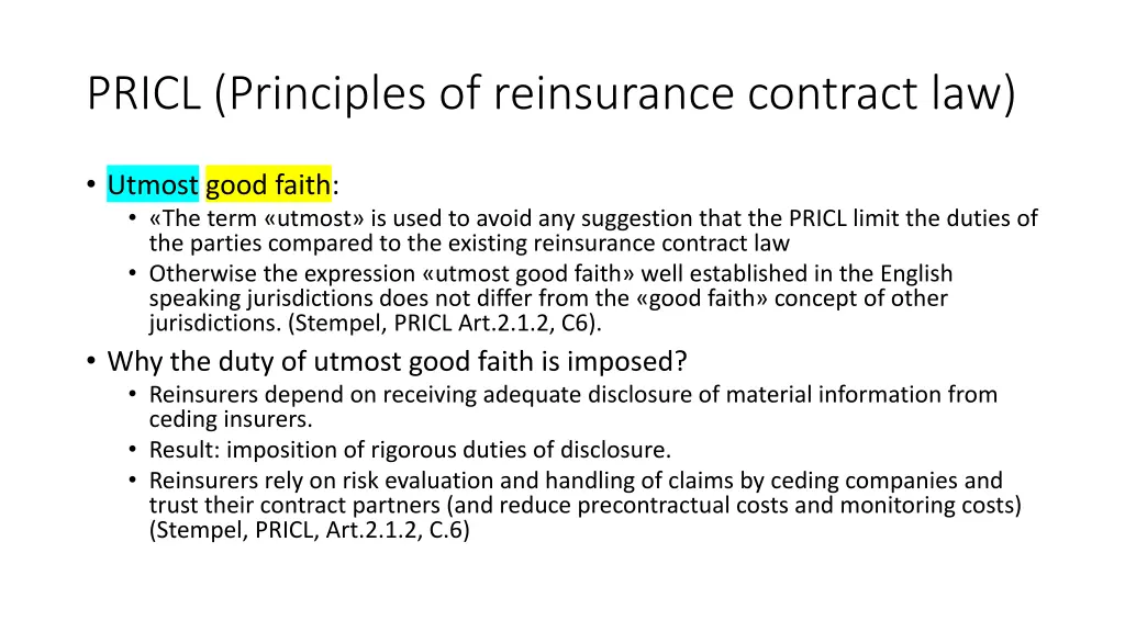 pricl principles of reinsurance contract law 3