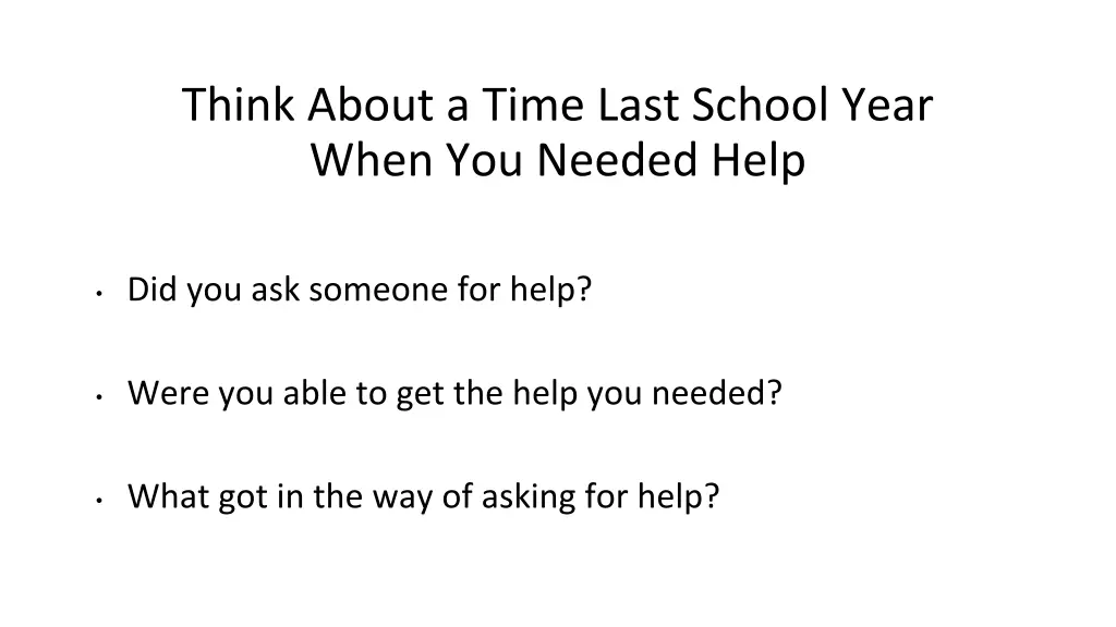 think about a time last school year when