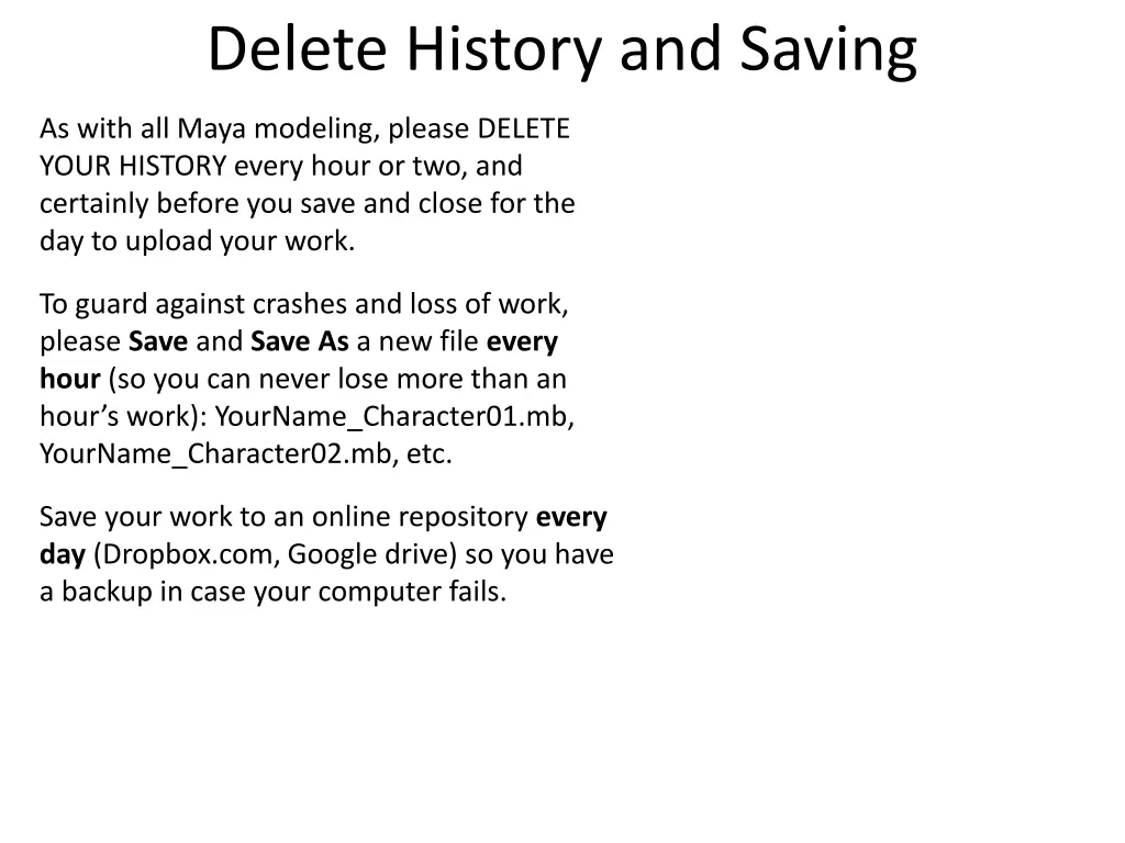 delete history and saving