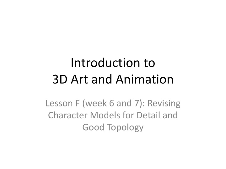 introduction to 3d art and animation