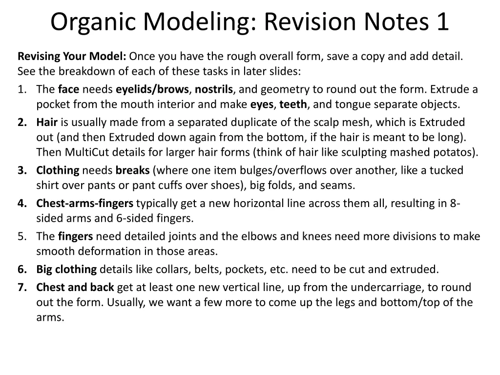 organic modeling revision notes 1