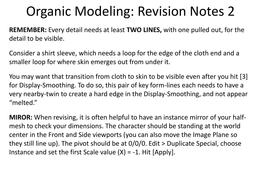 organic modeling revision notes 2