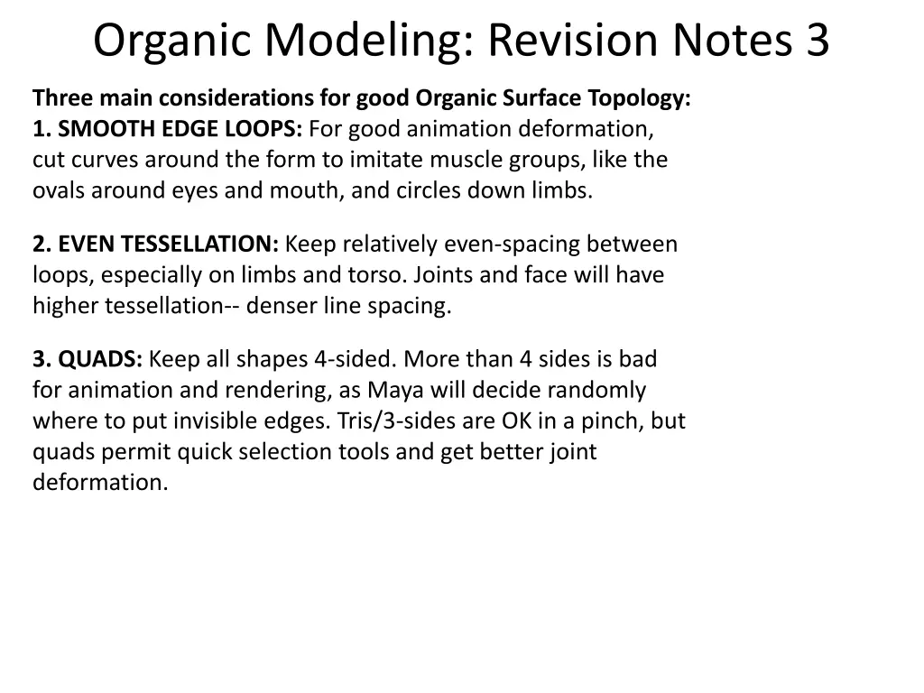 organic modeling revision notes 3