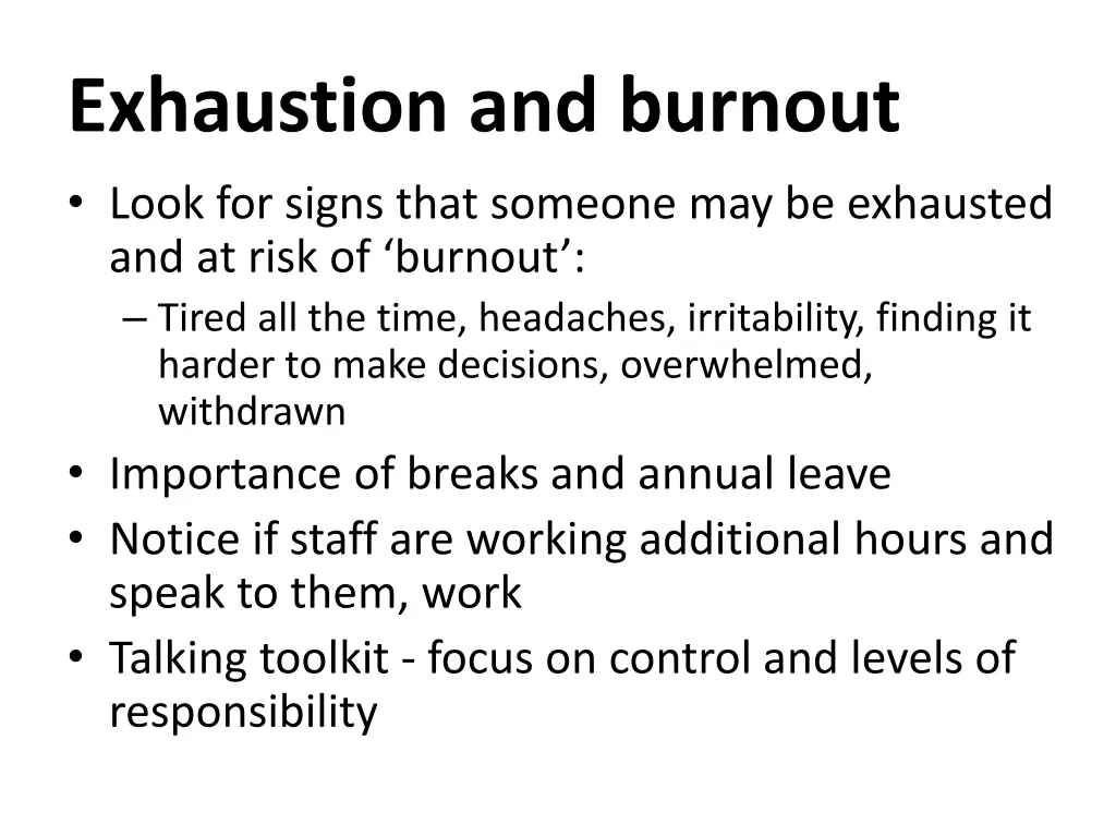 exhaustion and burnout look for signs that