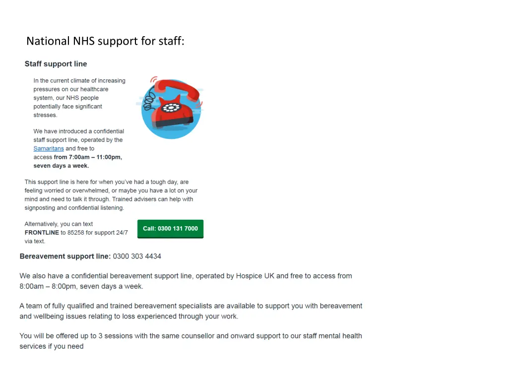 national nhs support for staff