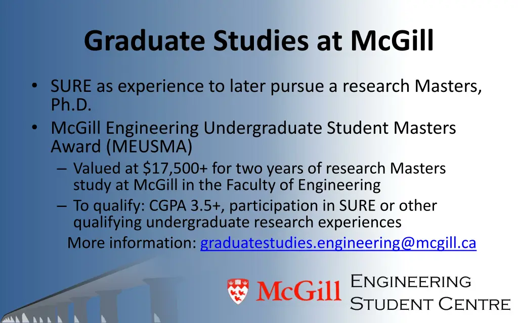 graduate studies at mcgill