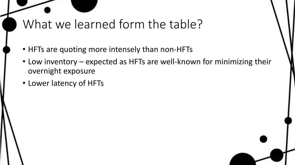 what we learned form the table