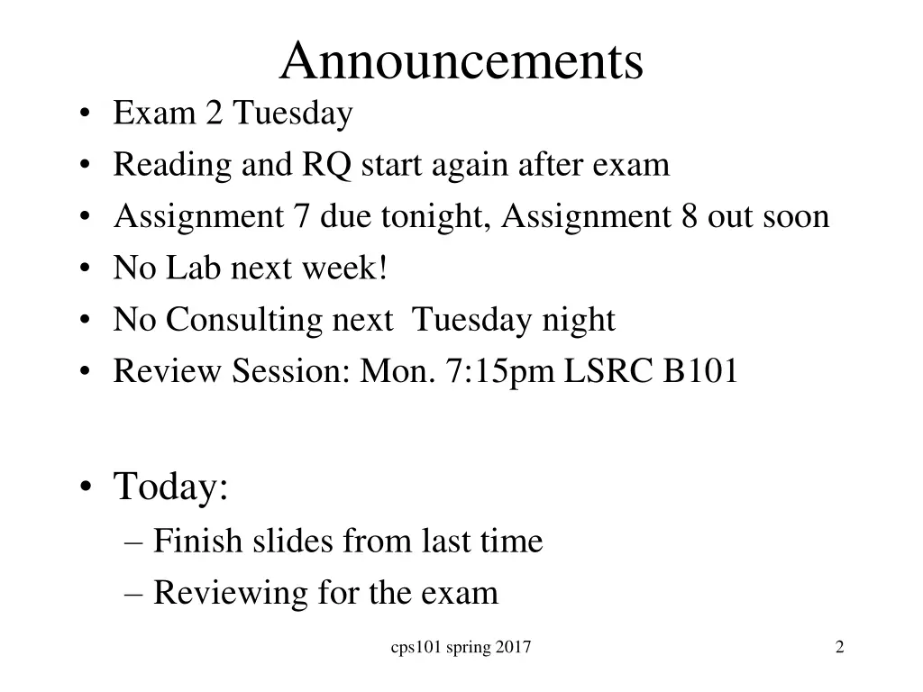 announcements