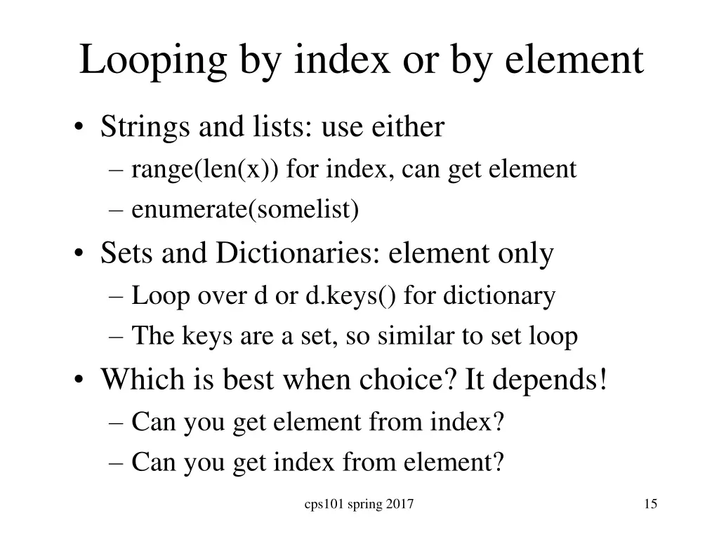 looping by index or by element