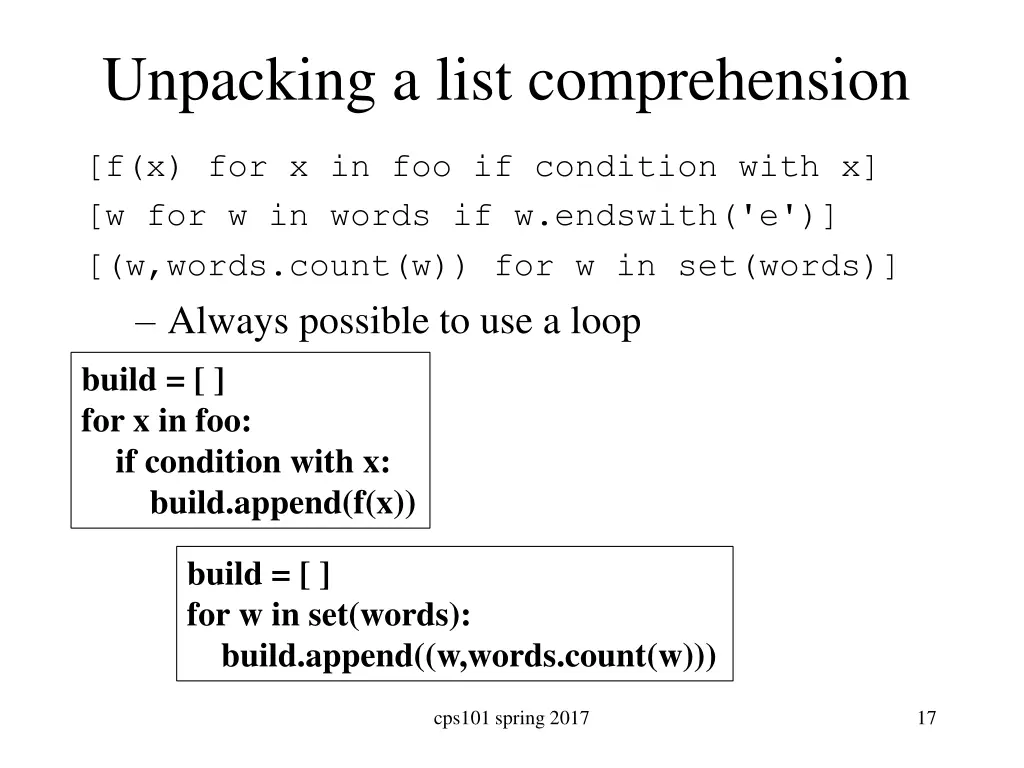 unpacking a list comprehension
