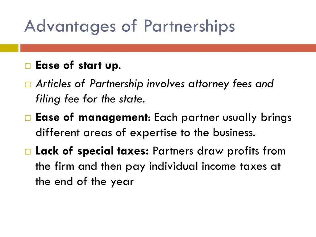 advantages of partnerships