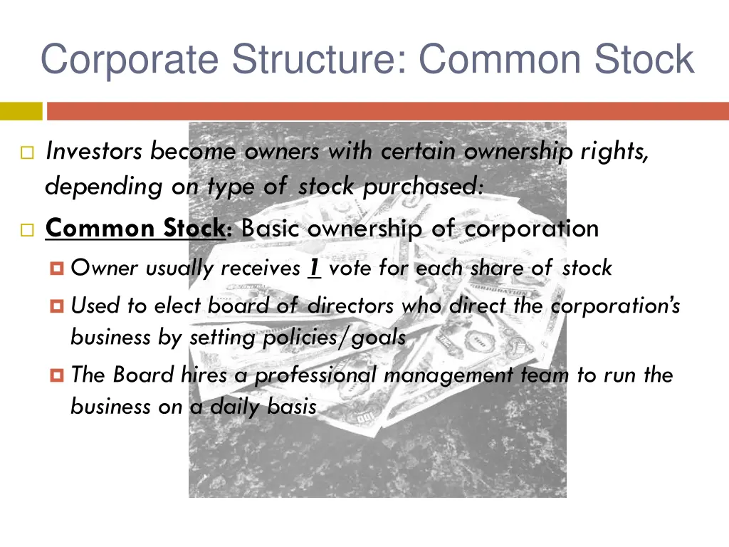 corporate structure common stock