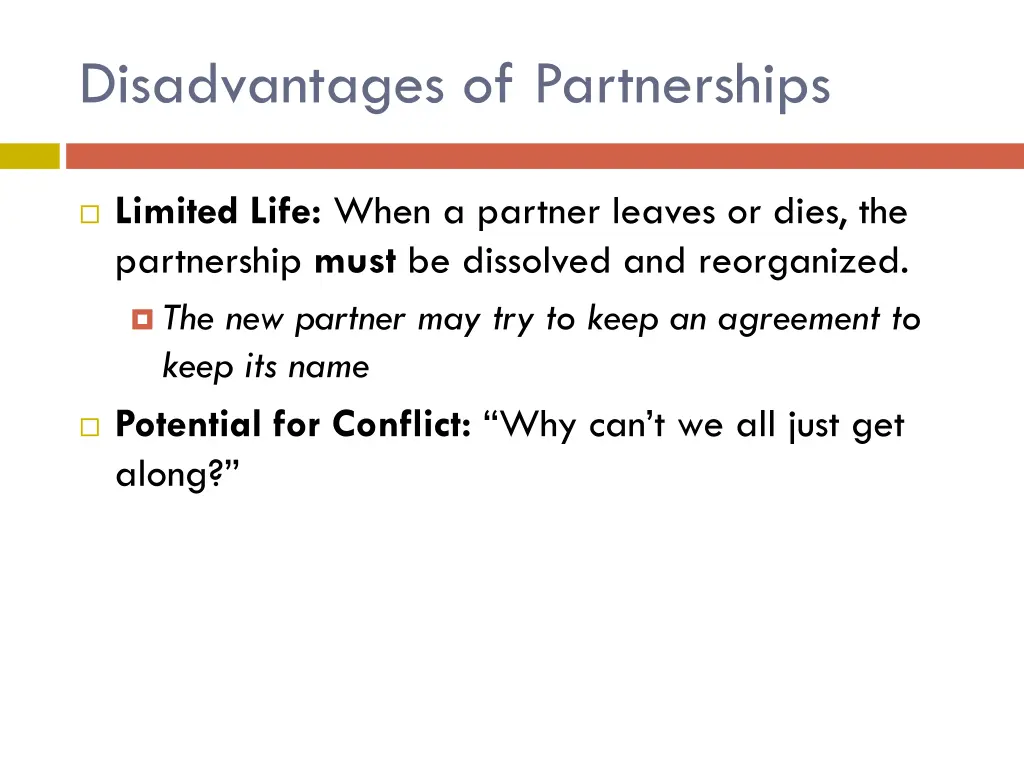 disadvantages of partnerships 1