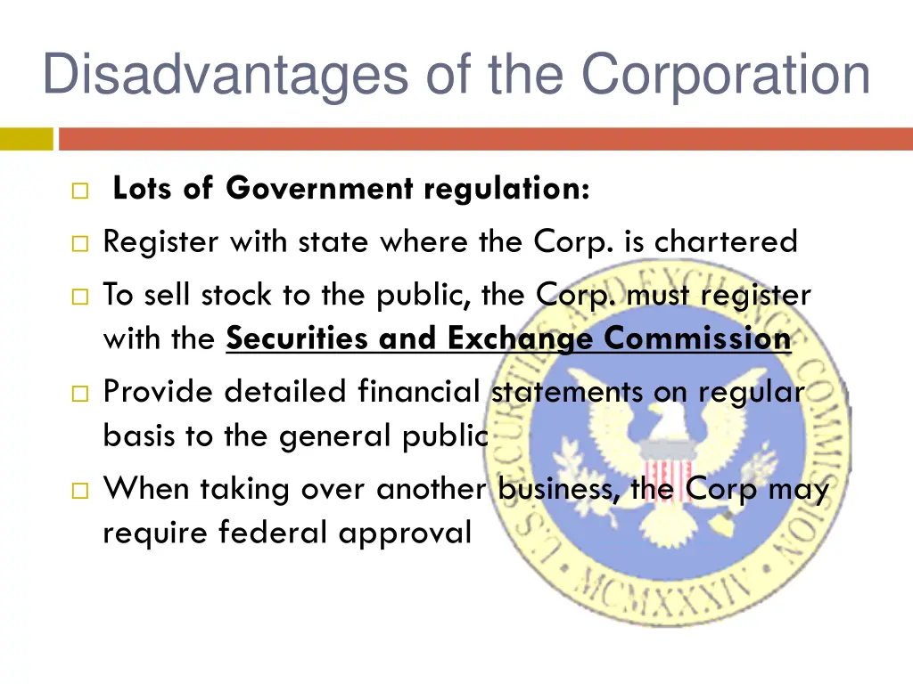 disadvantages of the corporation 1