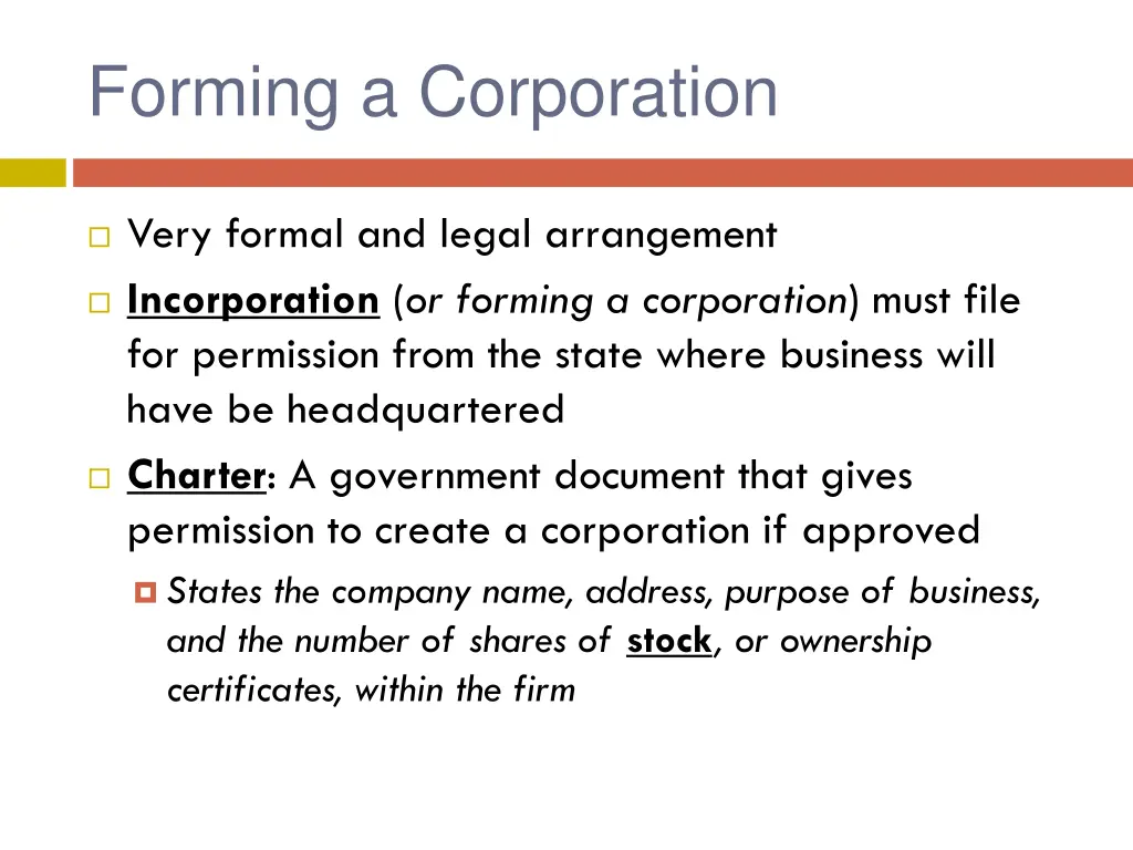 forming a corporation