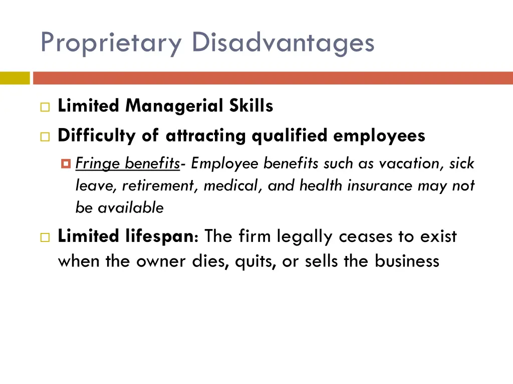 proprietary disadvantages 1