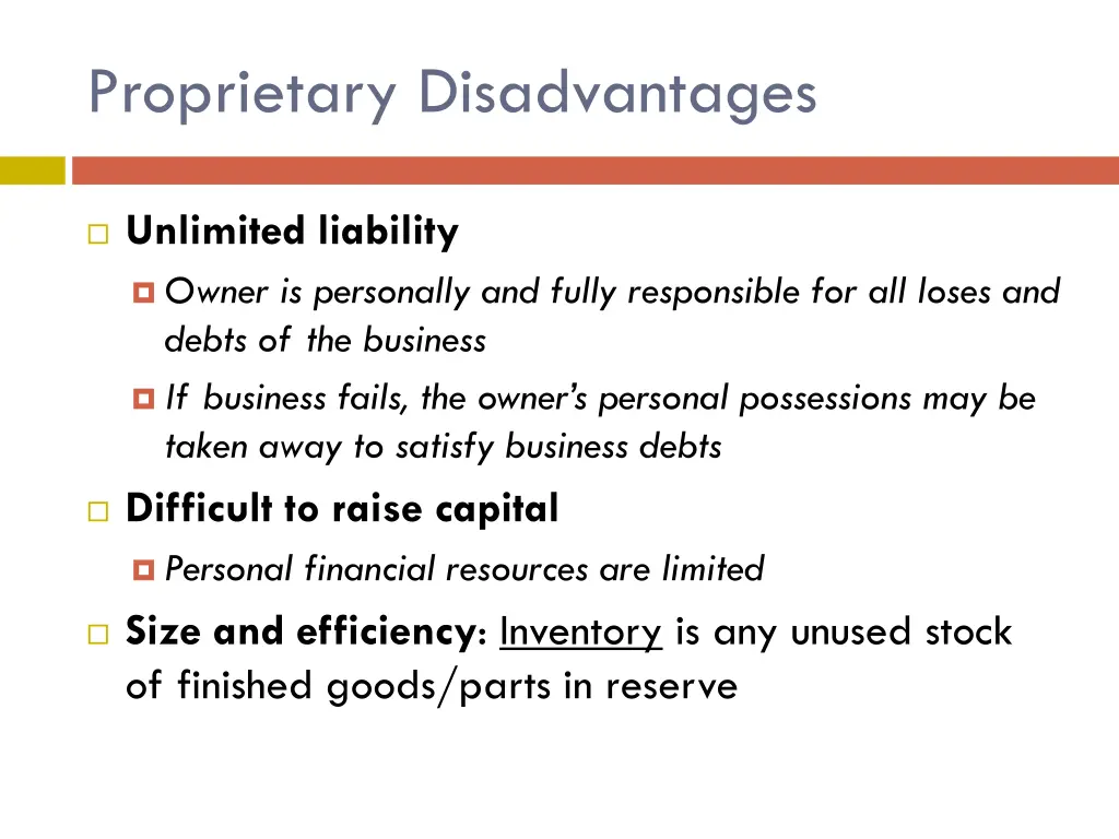 proprietary disadvantages