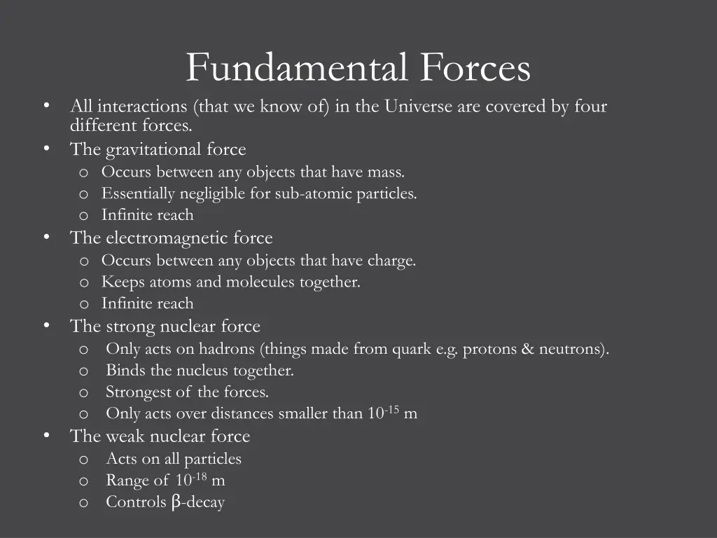 fundamental forces all interactions that we know