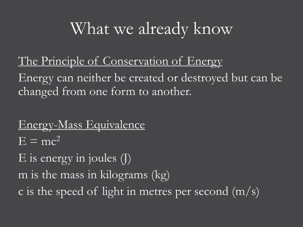 what we already know 1
