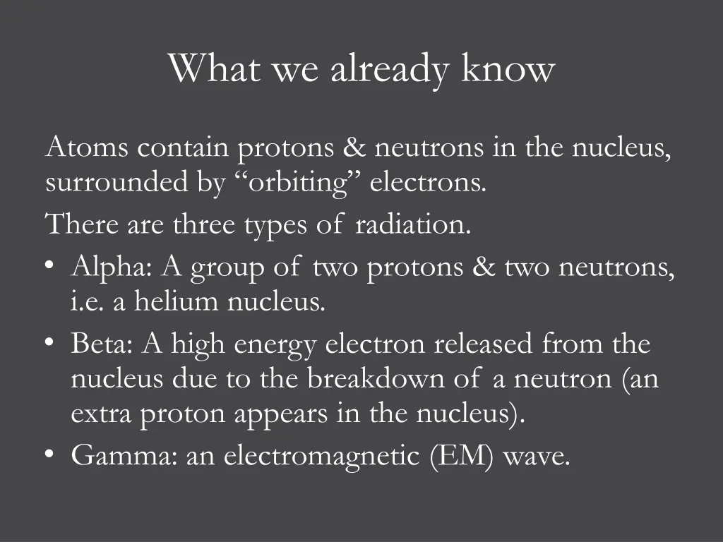 what we already know