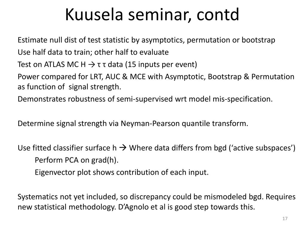kuusela seminar contd