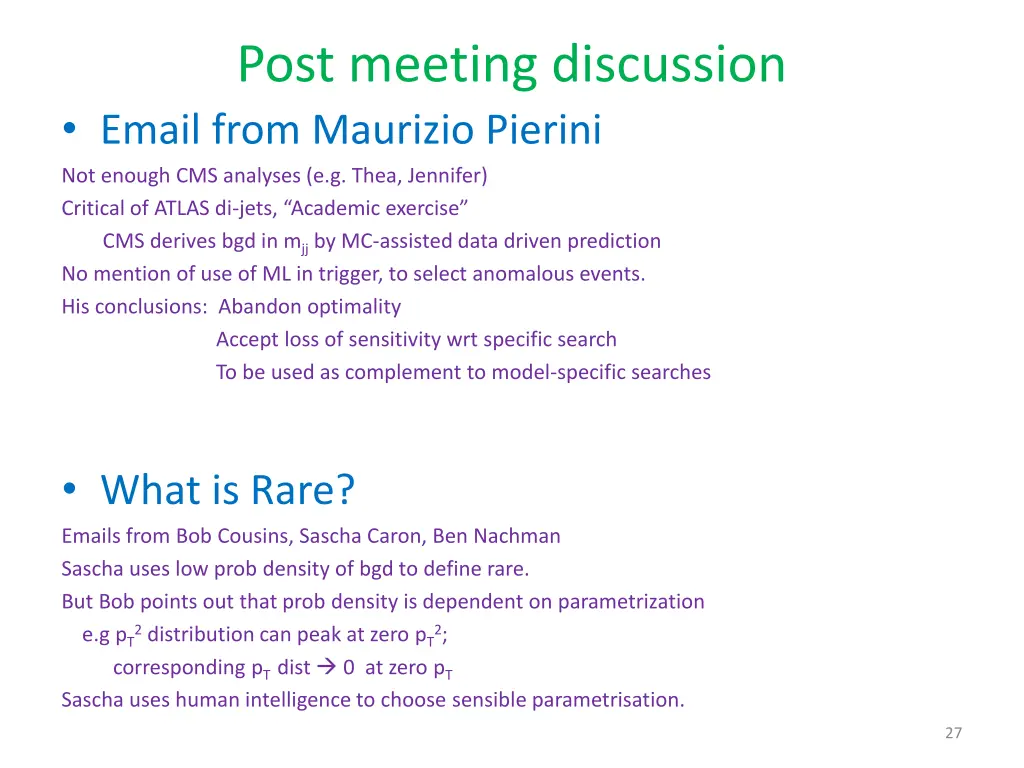post meeting discussion email from maurizio