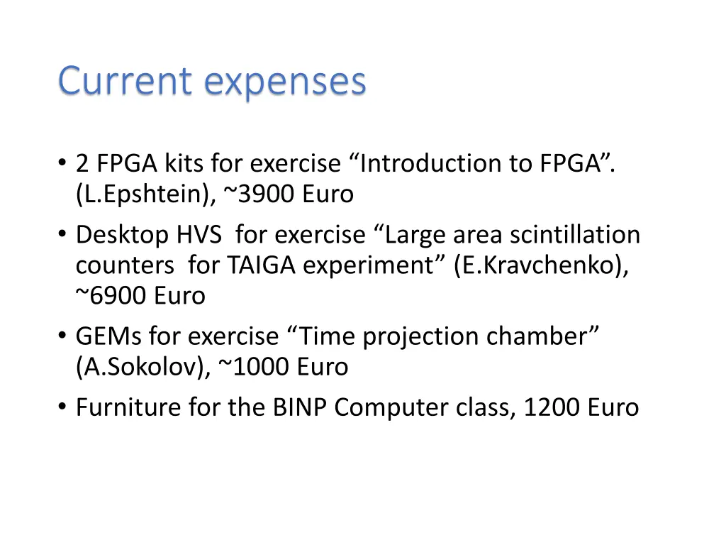 current expenses