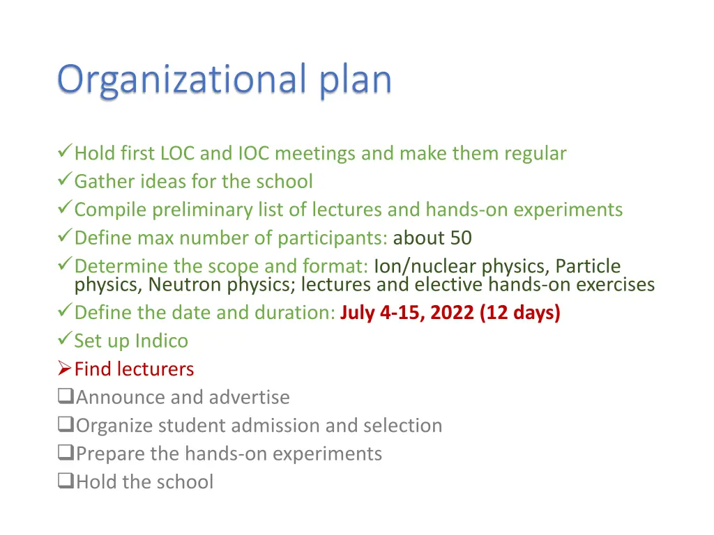 organizational plan