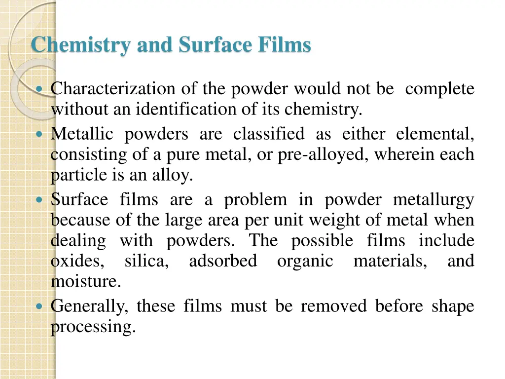 chemistry and surface films