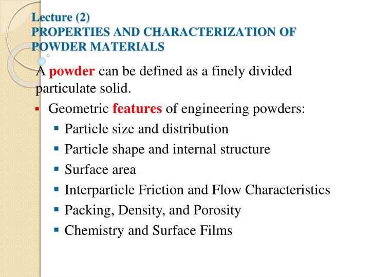 lecture 2 properties and characterization