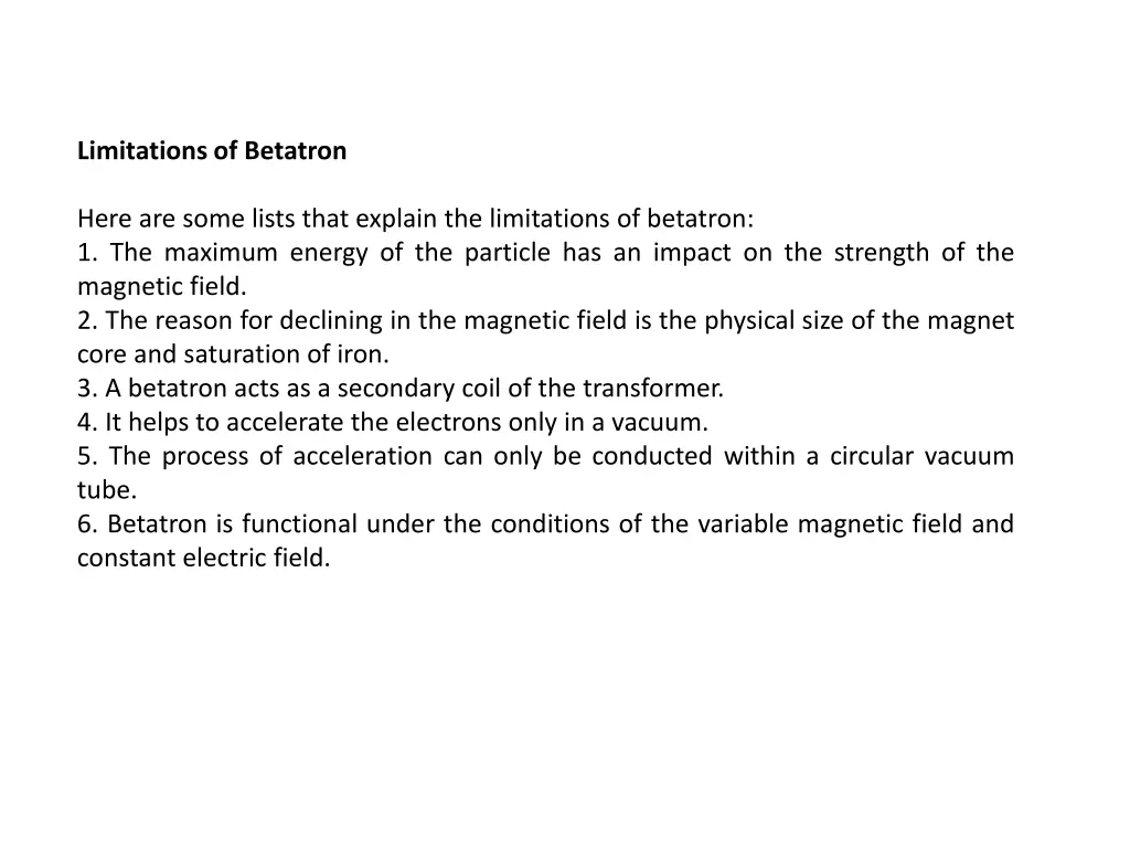 limitations of betatron