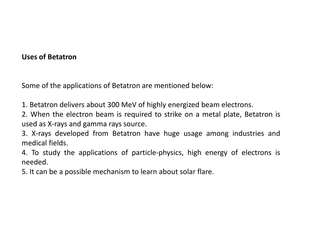 uses of betatron