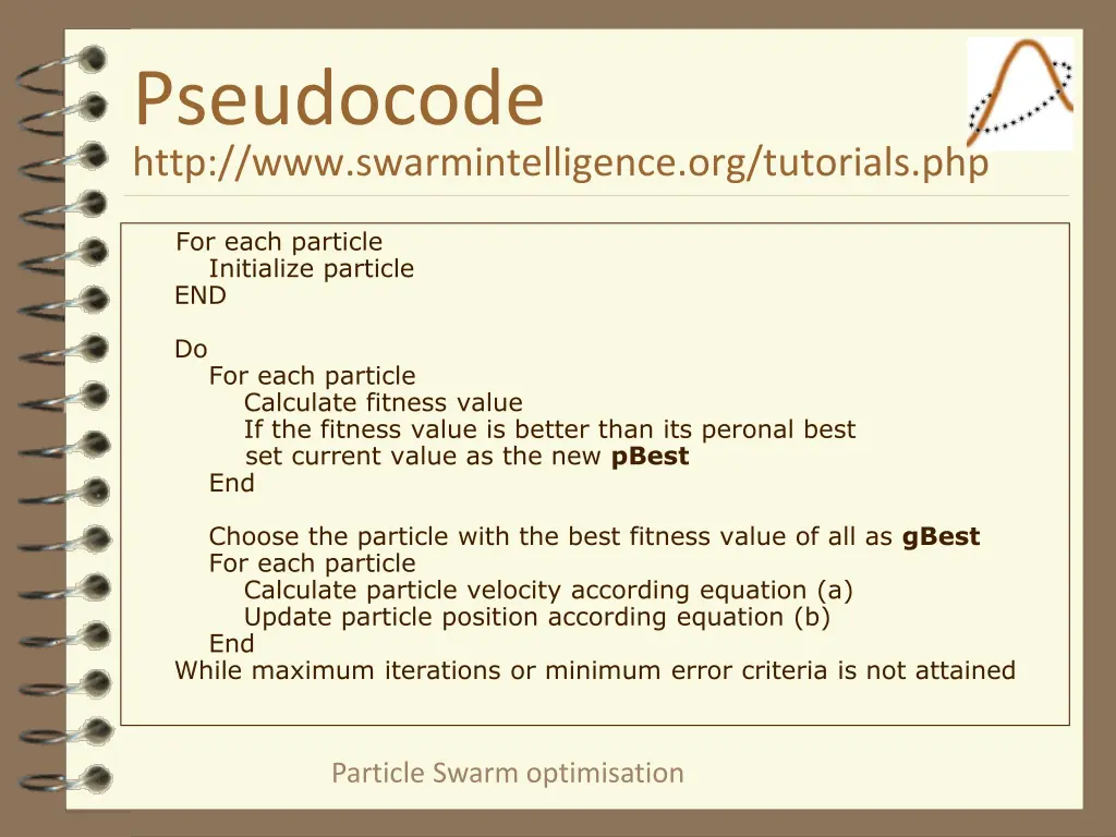 pseudocode http www swarmintelligence 1