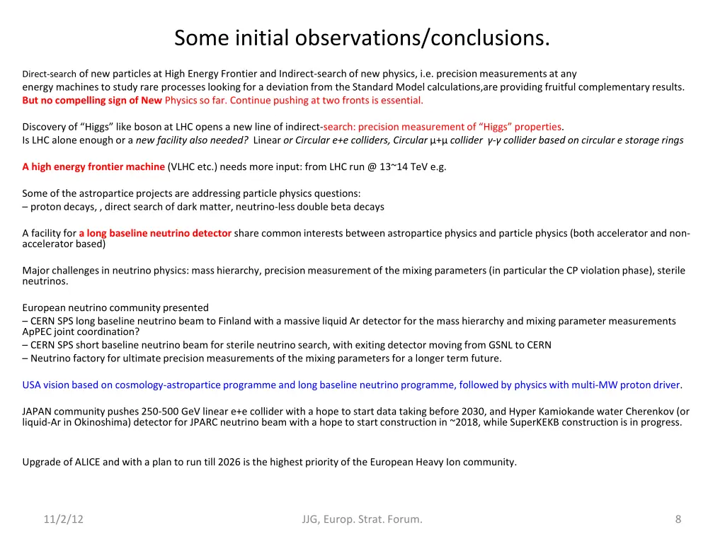 some initial observations conclusions
