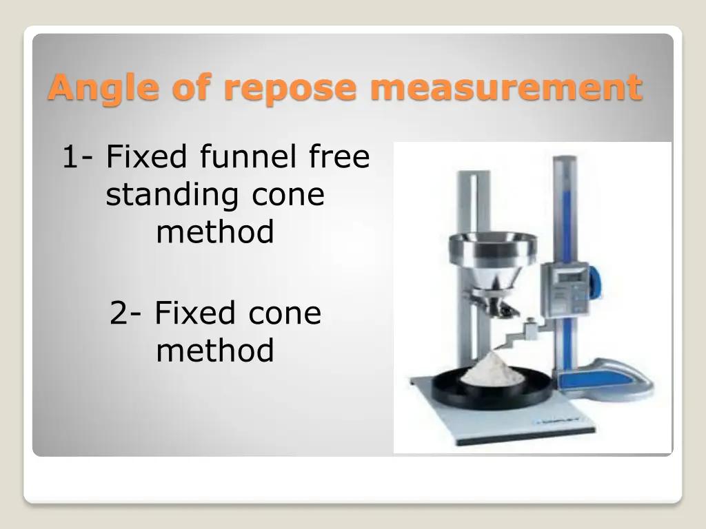 angle of repose measurement