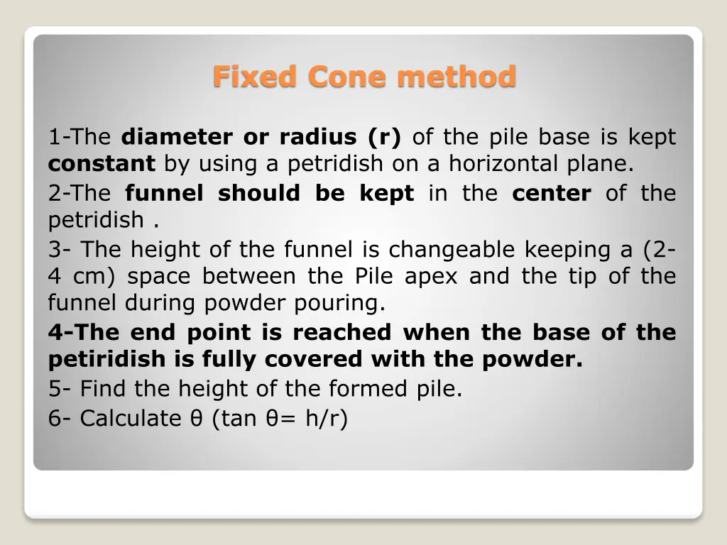 fixed cone method