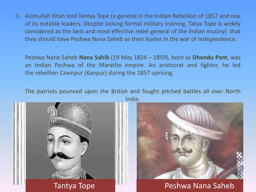 3 azimullah khan told tantya tope a general