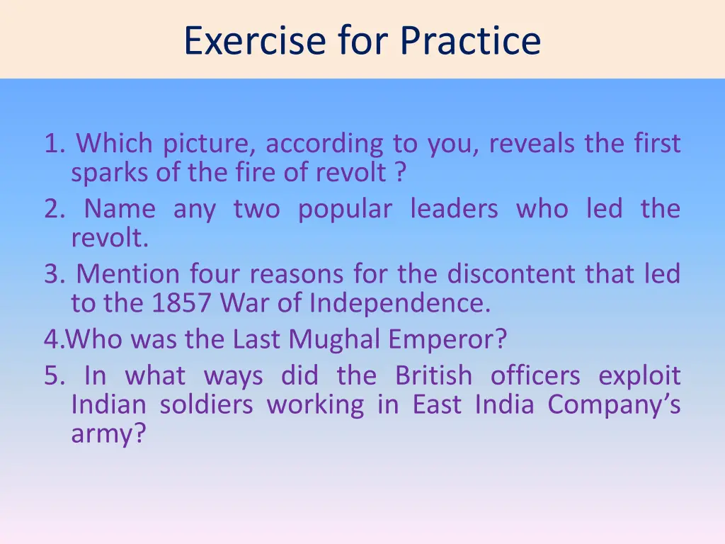 exercise for practice