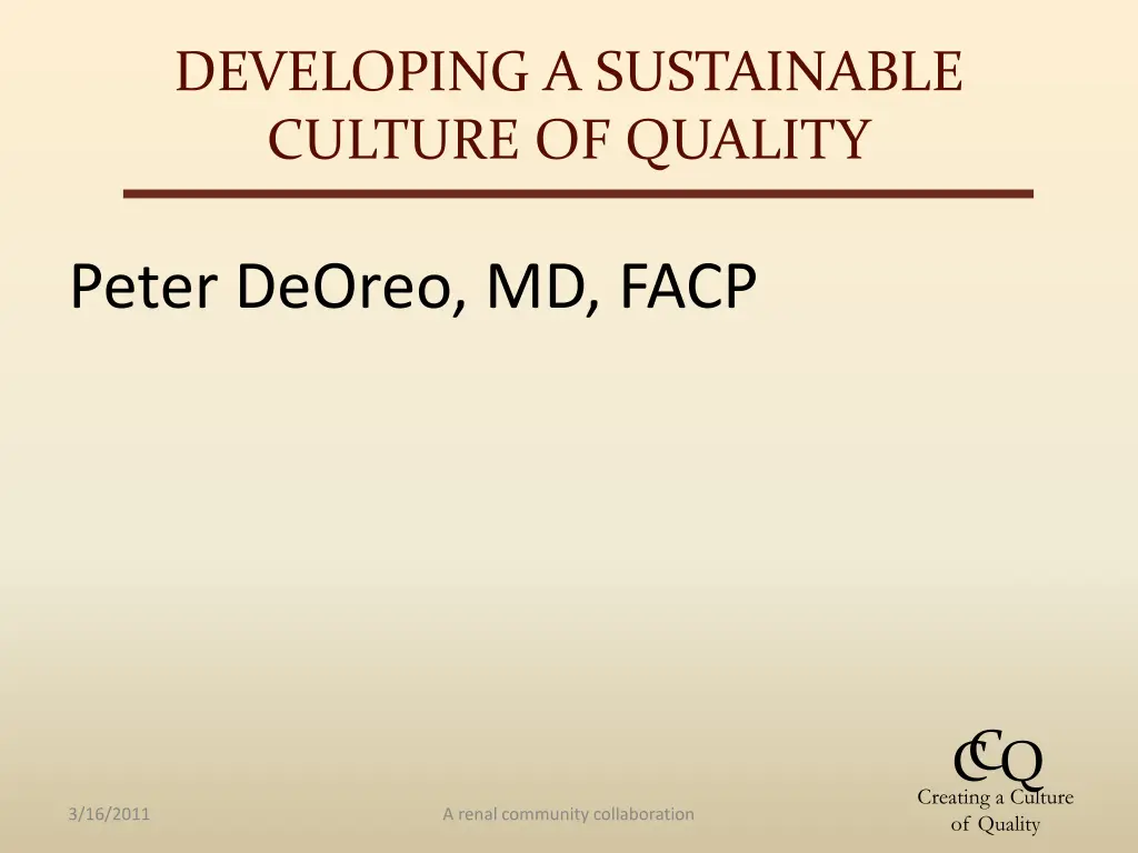 developing a sustainable culture of quality 2