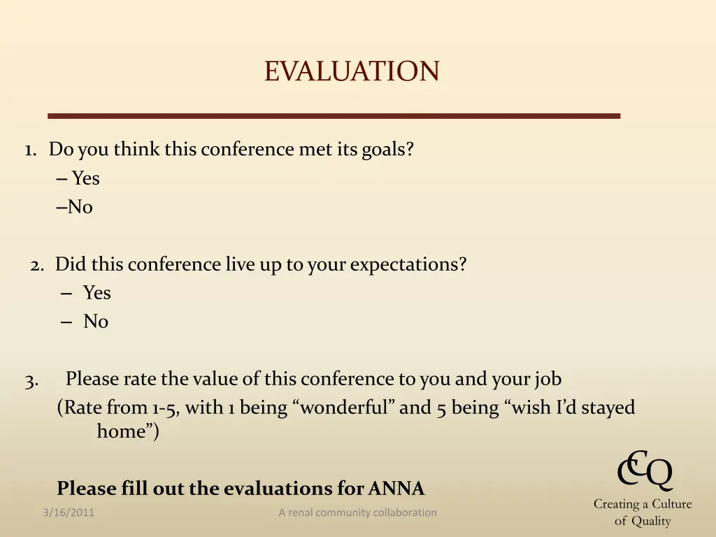 evaluation