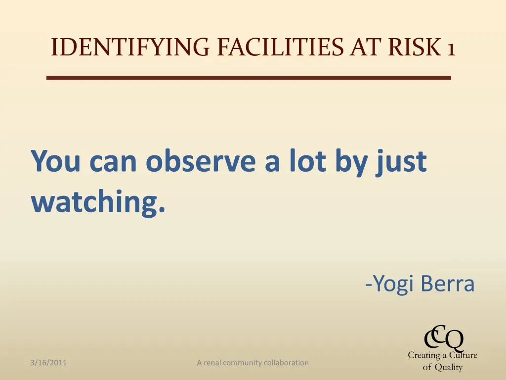 identifying facilities at risk 1