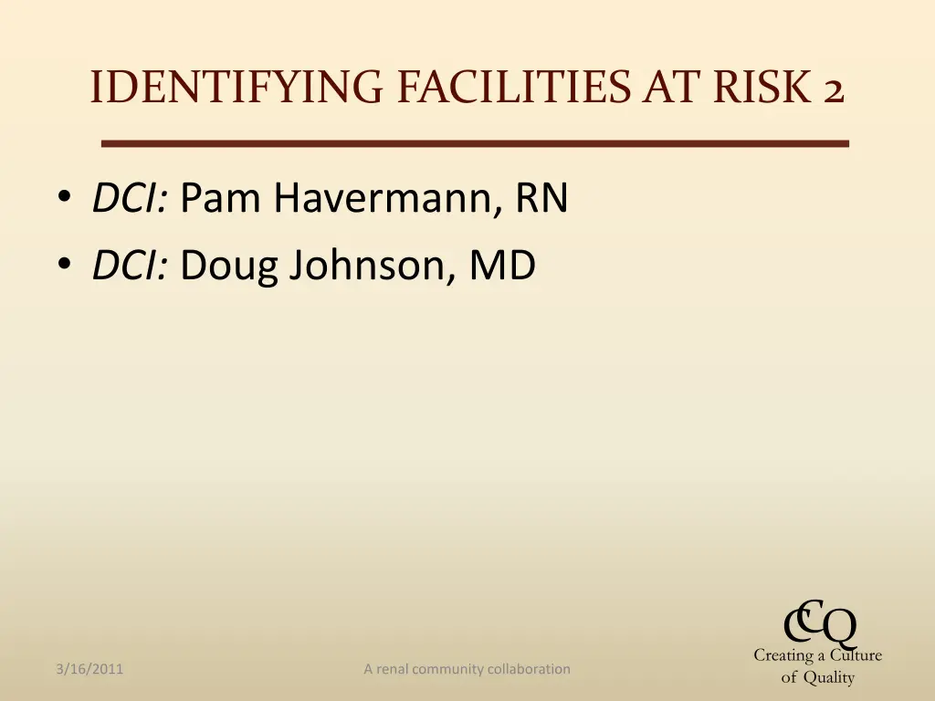 identifying facilities at risk 2 1