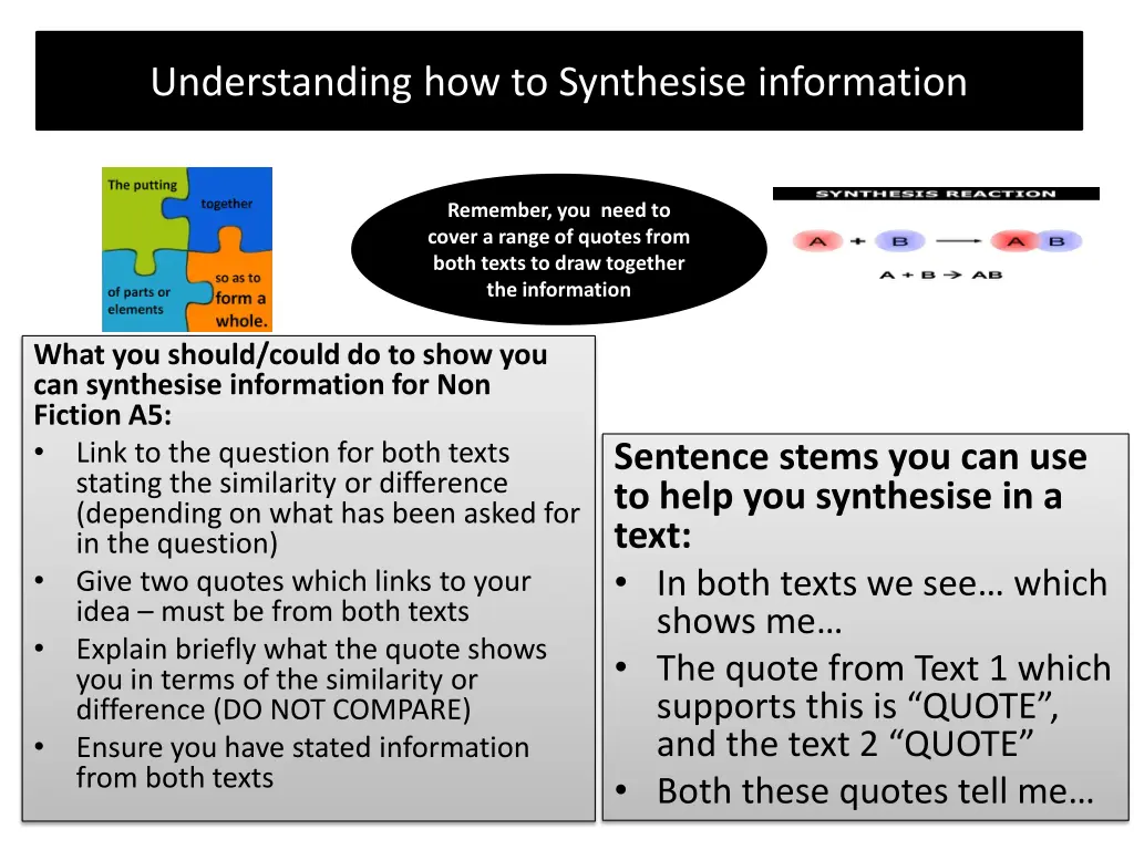 understanding how to synthesise information
