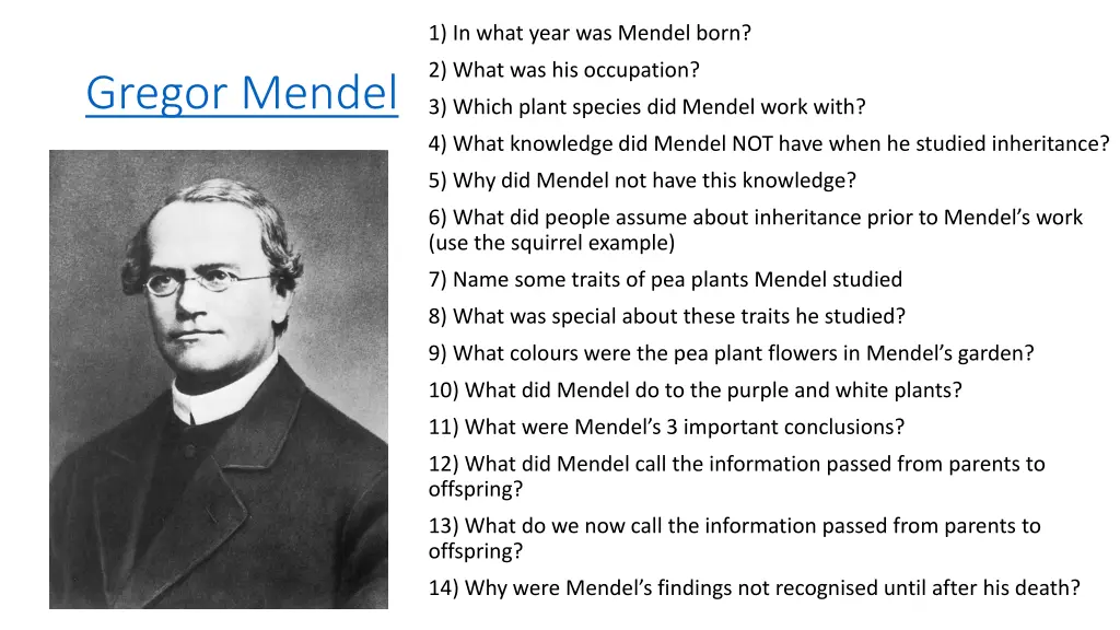 1 in what year was mendel born