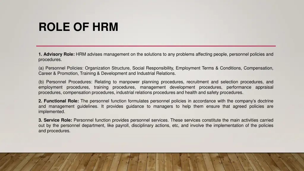 role of hrm