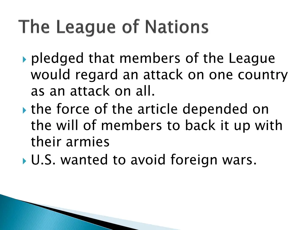 pledged that members of the league would regard