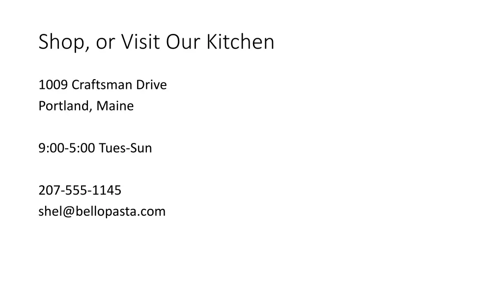 shop or visit our kitchen